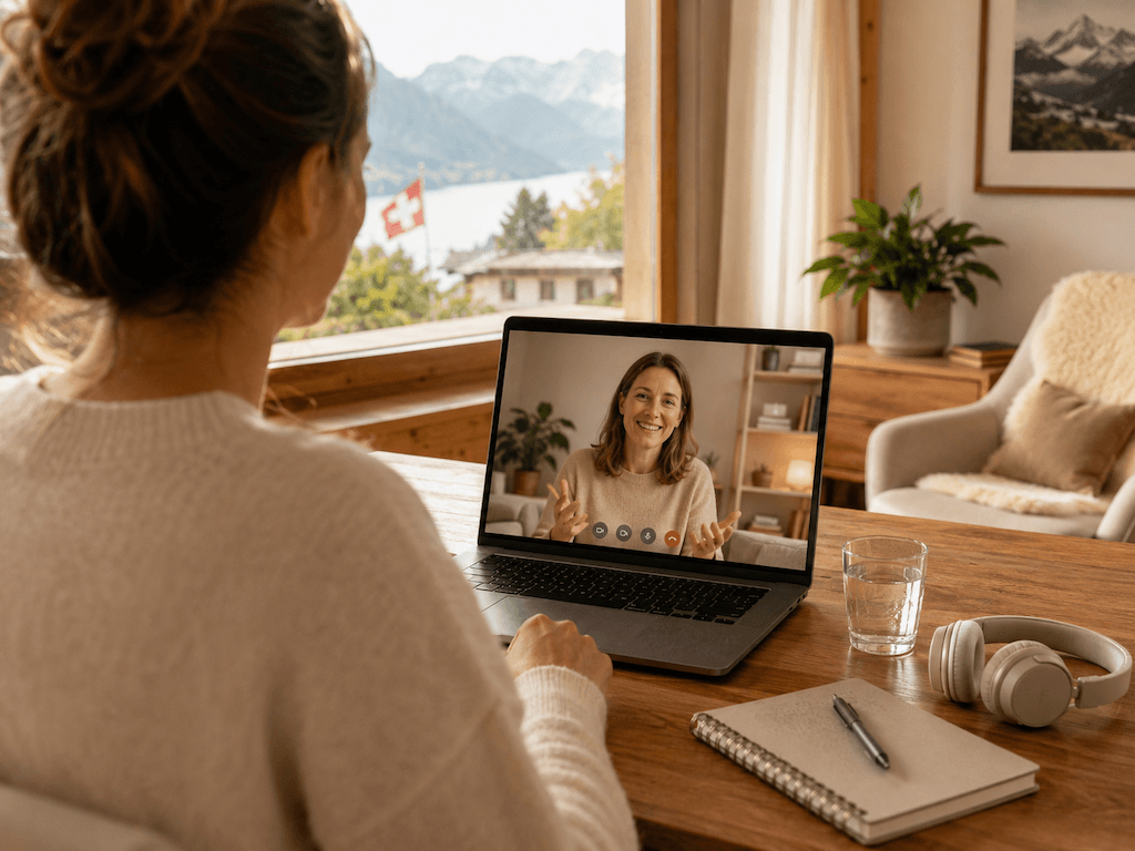 Videocall-Mockup, Therapeutin freundlich